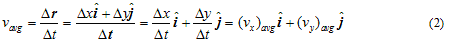 average velocity equation in two-dimension