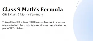 Maths Formulas pdf Class 9