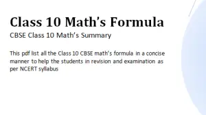 Download class 10 maths formula pdf