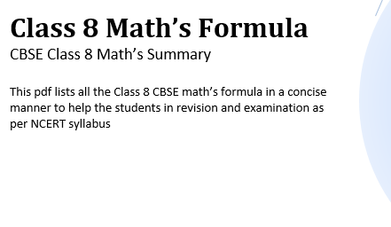 Formulas Of Maths Of Class 8 Pdf Download Physicscatalyst S Blog