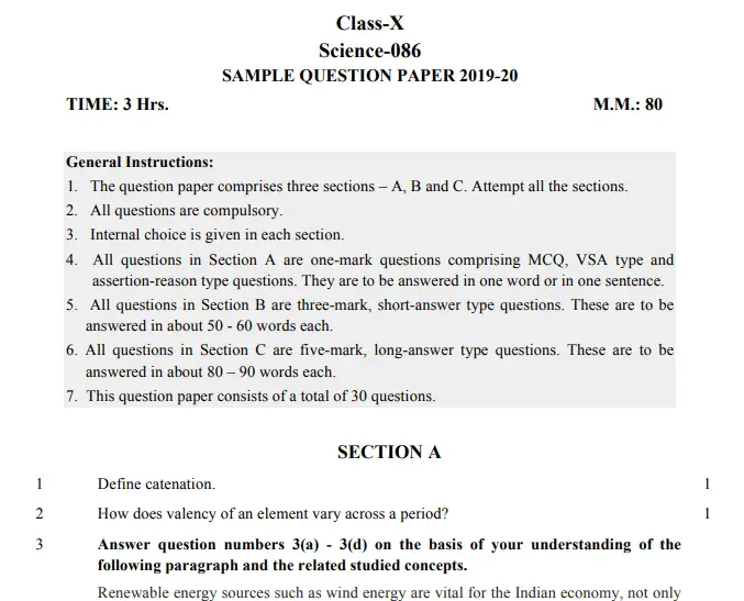 Cbse class 10 science paper 2020