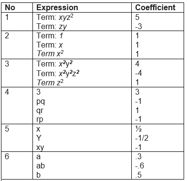 NCERT Solutions for Class 8 Maths Chapter 9 Algebraic Expressions and Identities Exercise 9.1