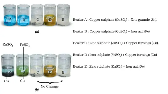 Displacement reactions |Metals and Non Metals Class 8 notes