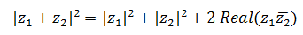 Square of the modulus of addition of complex number formula